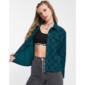 Vans Check It Out shacket in teal Size Small